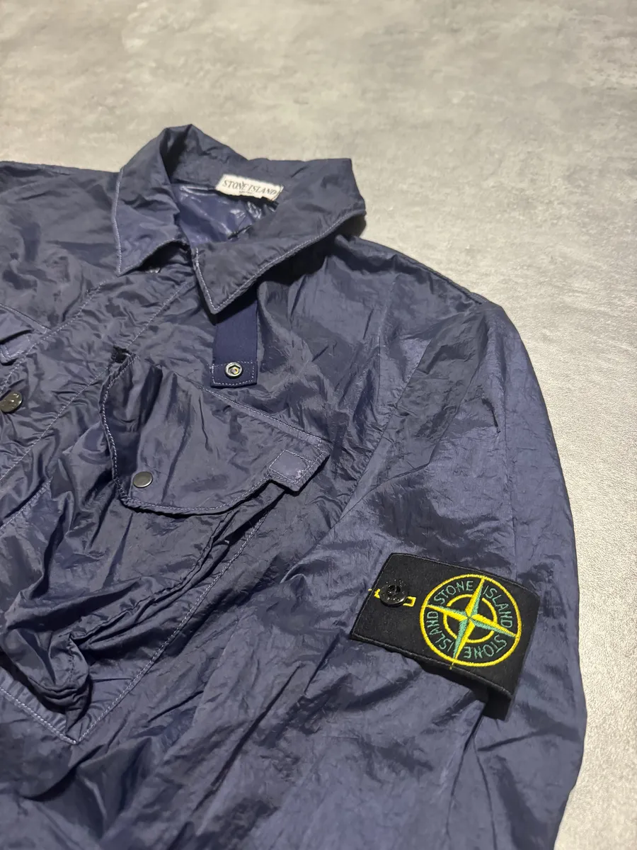 2000s Stone Island Nylon Navy Light Tactical Cargo Jacket - Image 8