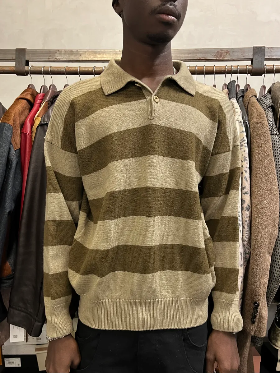 2000s Valentino Stripes Brown Beige Polo Longsleeves