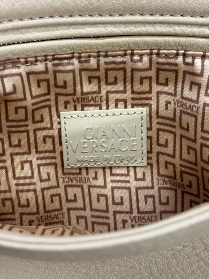 2000s Versace Beige Leather Multicolore Multi-Strap Handle Bag - Image 8
