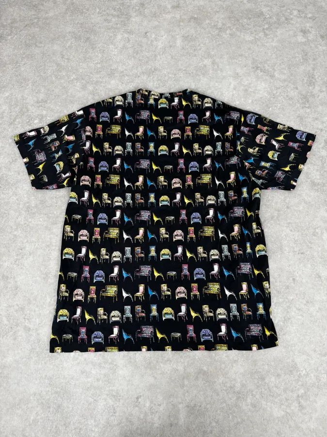 2000s Versace Black Comfortable Chairs T-Shirt - Image 4