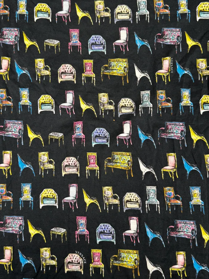 2000s Versace Black Comfortable Chairs T-Shirt - Image 7