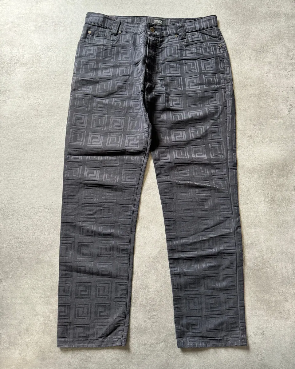 2000s Versace Black Flicker Shadow Pants
