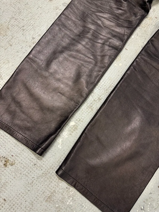 2000s Versace Black Leather Pants - Image 8