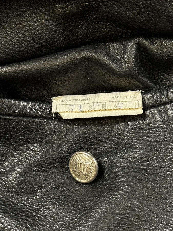 2000s Versace Black Leather Zip Utility Jacket - Image 10