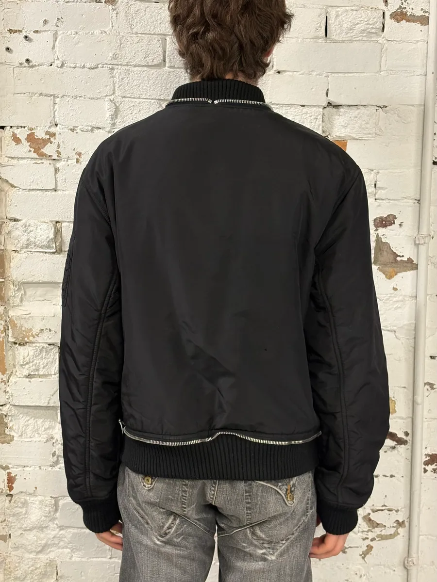 2000s Versace Black Multi Zips Cozy Bomber Jacket - Image 3