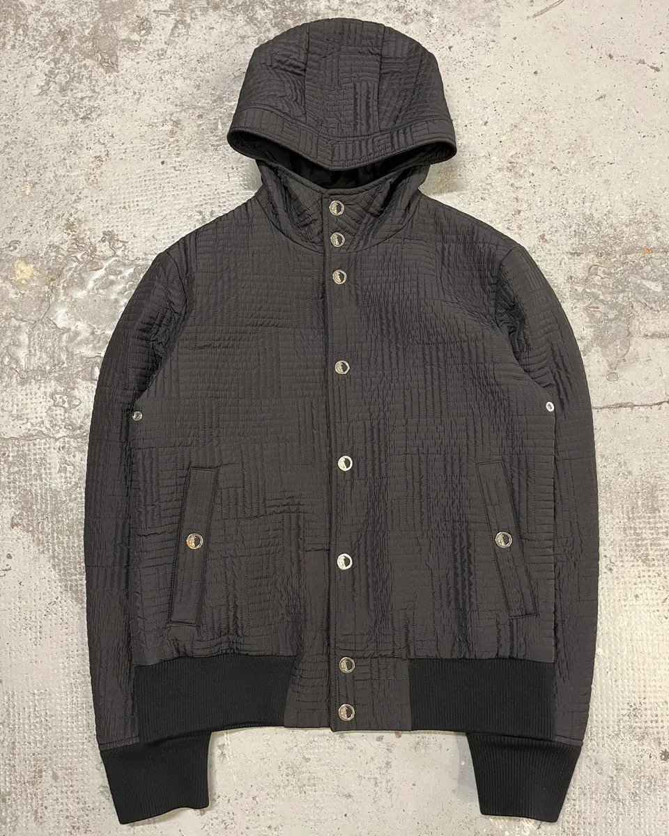 2000s Versace Black Quilted Hooded Jacket - Image 4