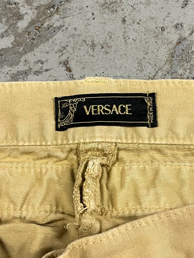 2000s Versace Bondage Beige Cargo Pants - Image 9