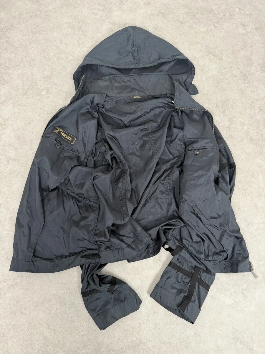 2000s Versace Bondage Black Hooded Jacket - Image 7