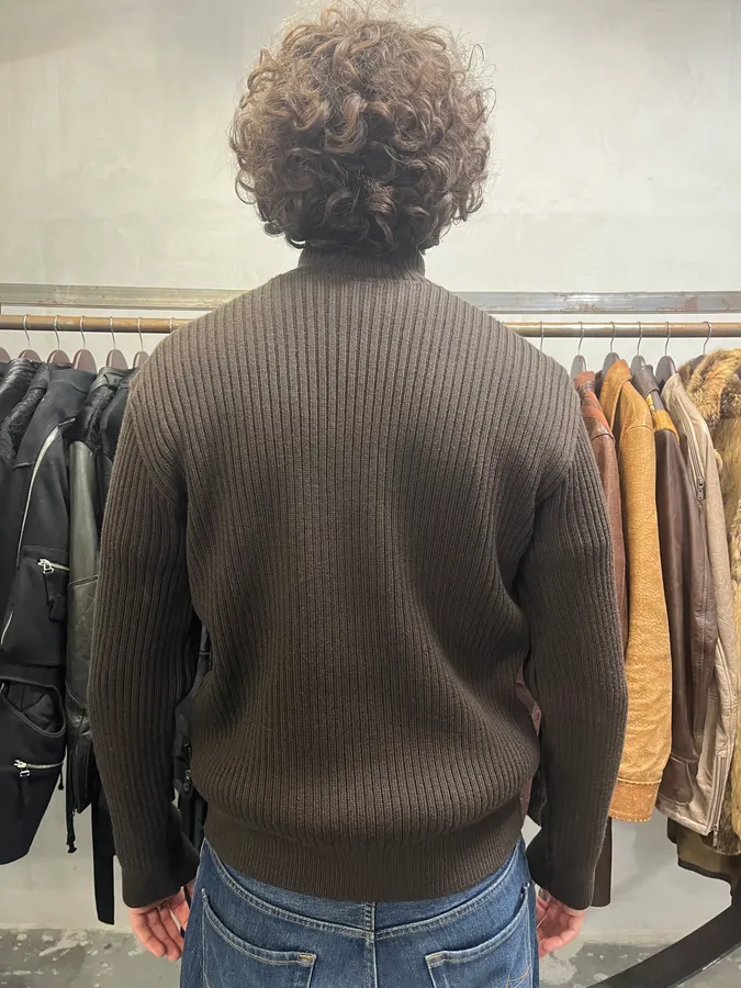 2000s Versace Brown Pony Hair Hybrid Zip-Up Sweater - Image 3