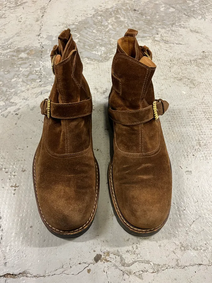 2000s Versace Brown Suede Leather Boots - Image 2