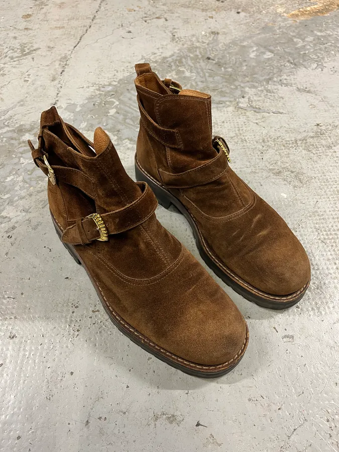 2000s Versace Brown Suede Leather Boots - Image 6
