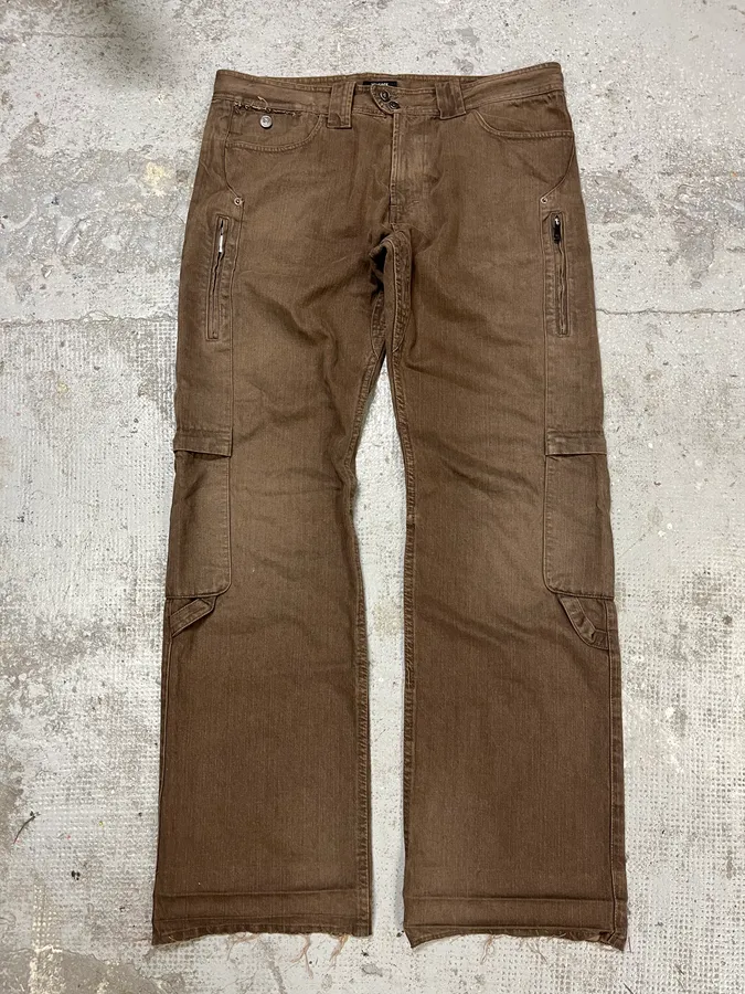 2000s Versace Brown Utility Cargo Large Pants - Image 4