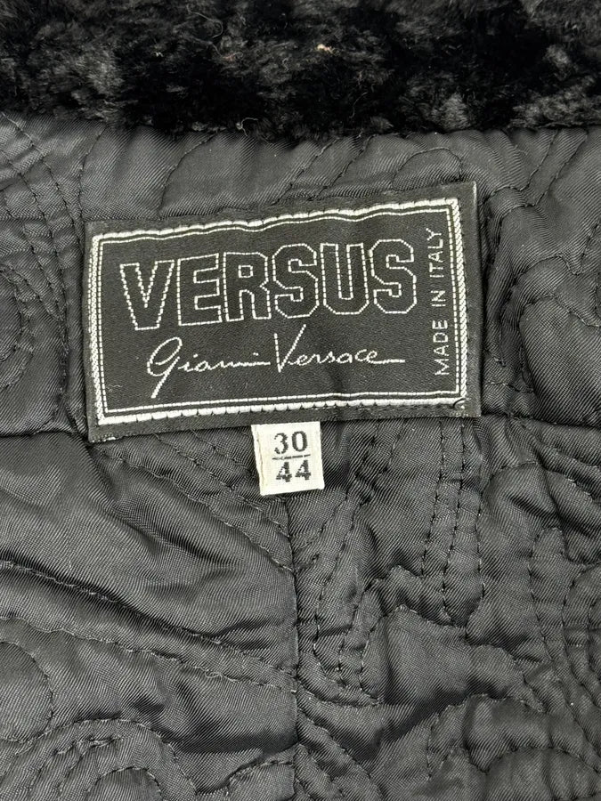 2000s Versace Buttoned Hybrid Denim & Leather Jacket - Image 11