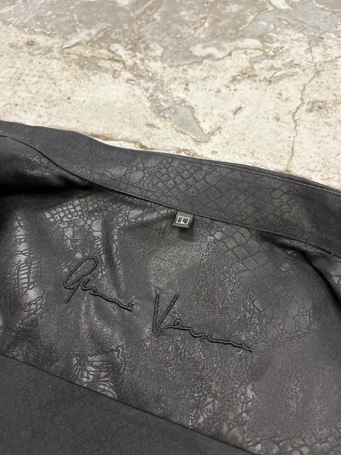 2000s Versace Crocodile Effect Black Shirt - Image 11
