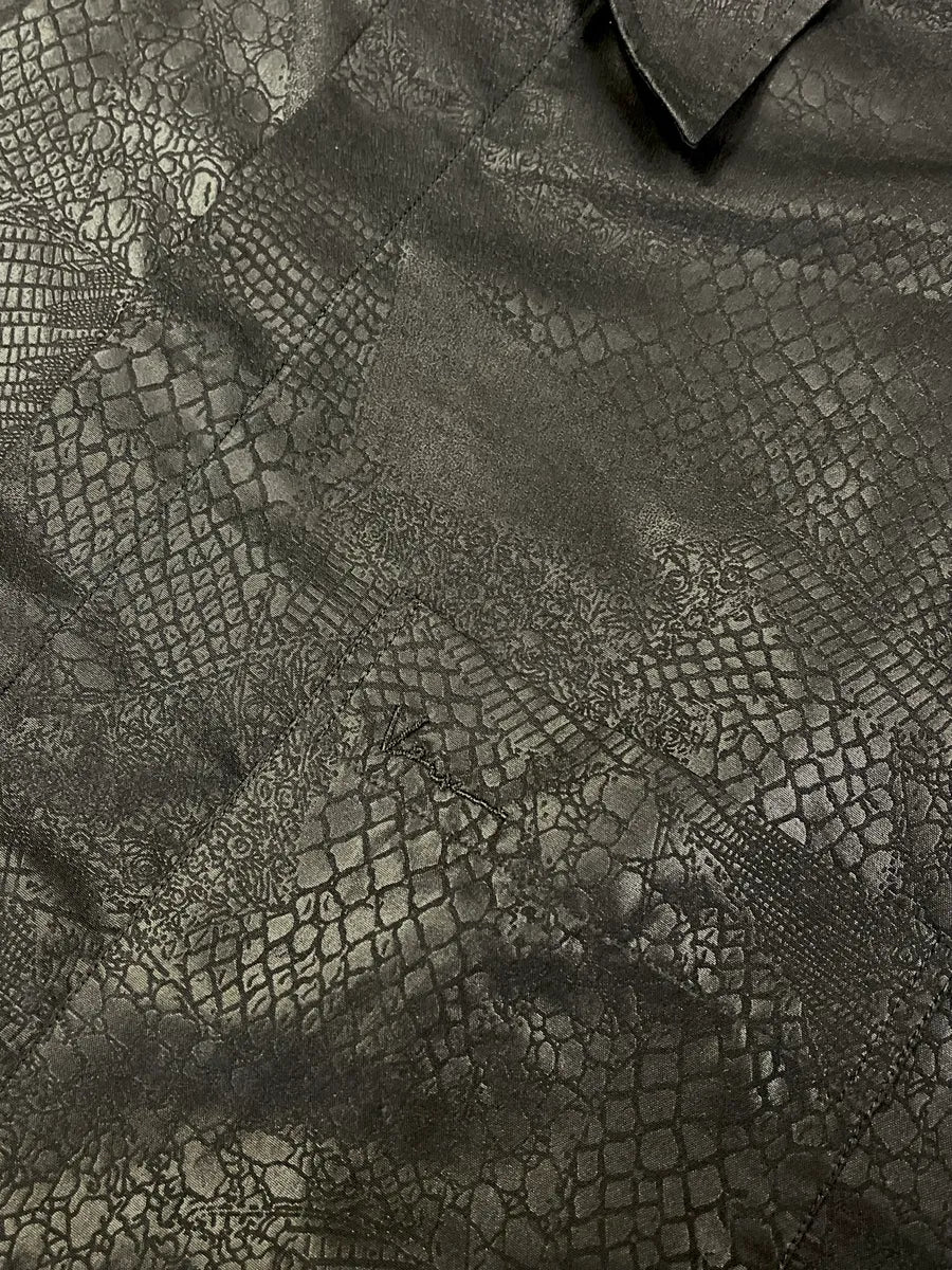 2000s Versace Crocodile Effect Black Shirt - Image 4