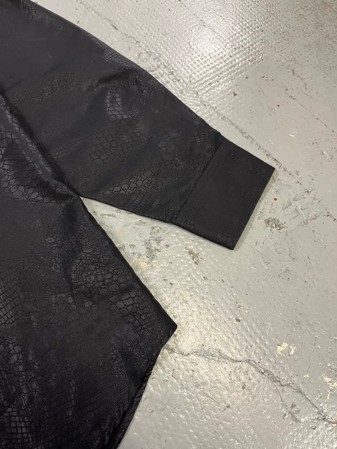 2000s Versace Crocodile Effect Black Shirt - Image 7