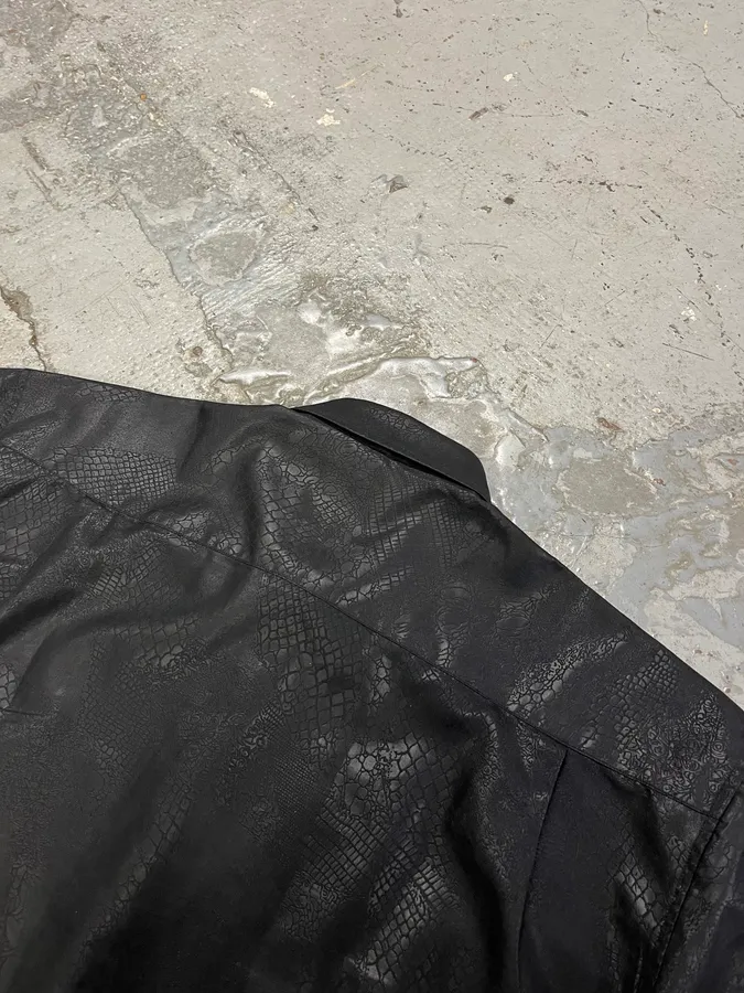 2000s Versace Crocodile Effect Black Shirt - Image 9