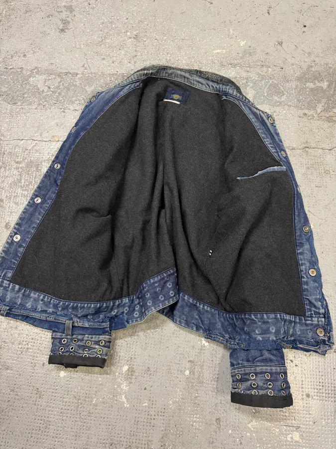 2000s Versace Eyelet Blue Denim Jacket - Image 10