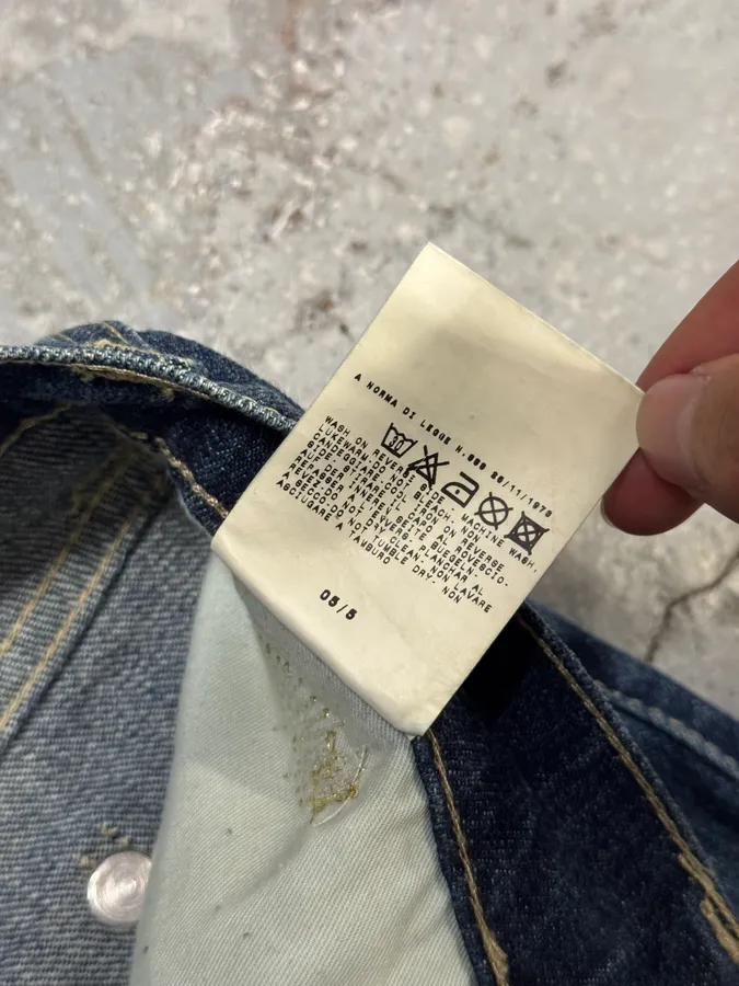 2000s Versace Green Distressed Blue Denim Jeans - Image 6