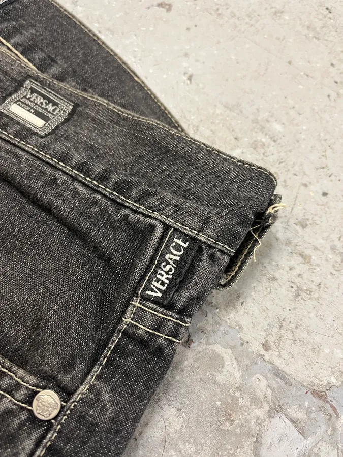 2000s Versace Grey Straight Denim Jeans - Image 6