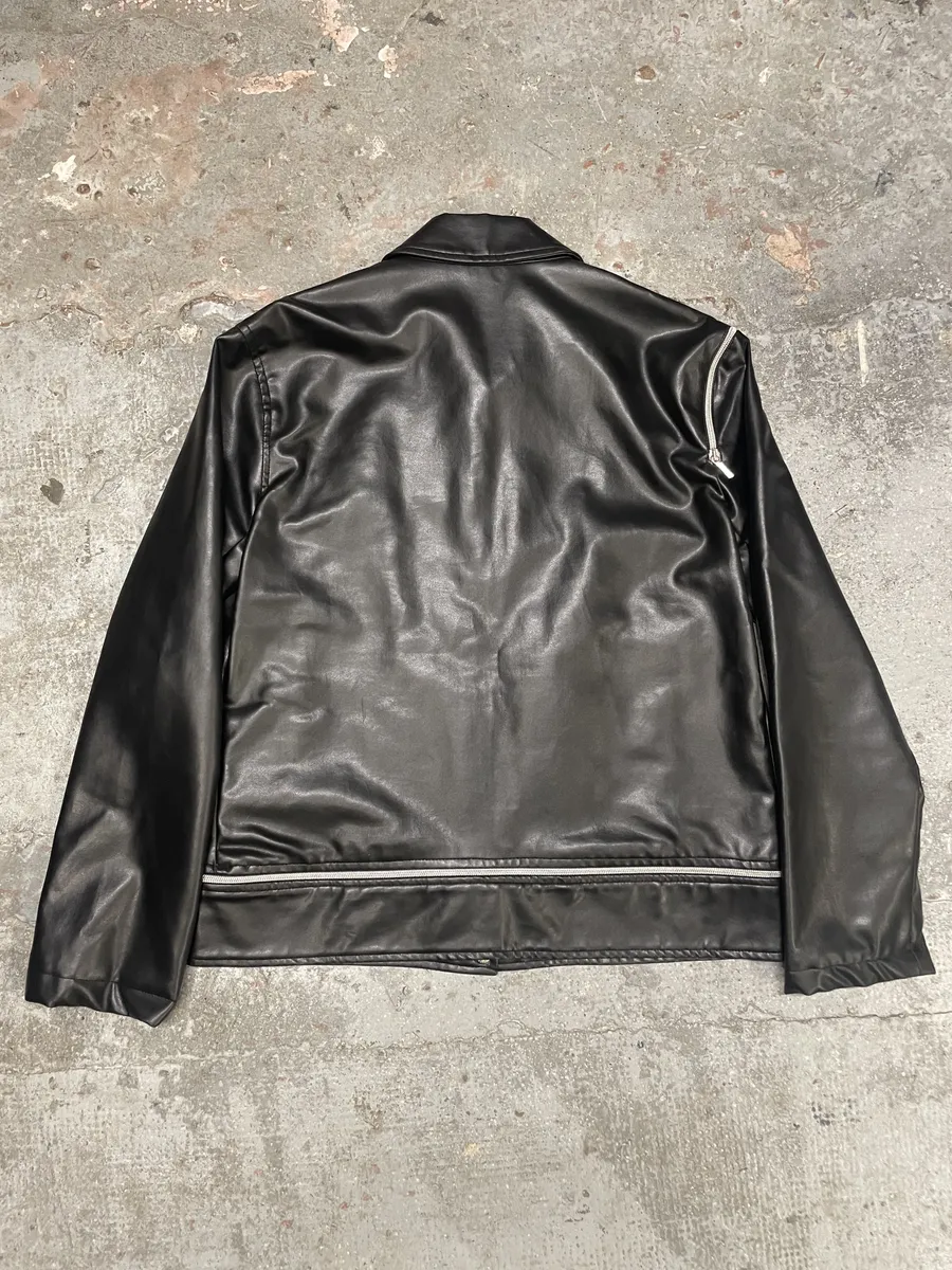 2000s Versace Multi Zips Black Eco Leather Jacket - Image 6