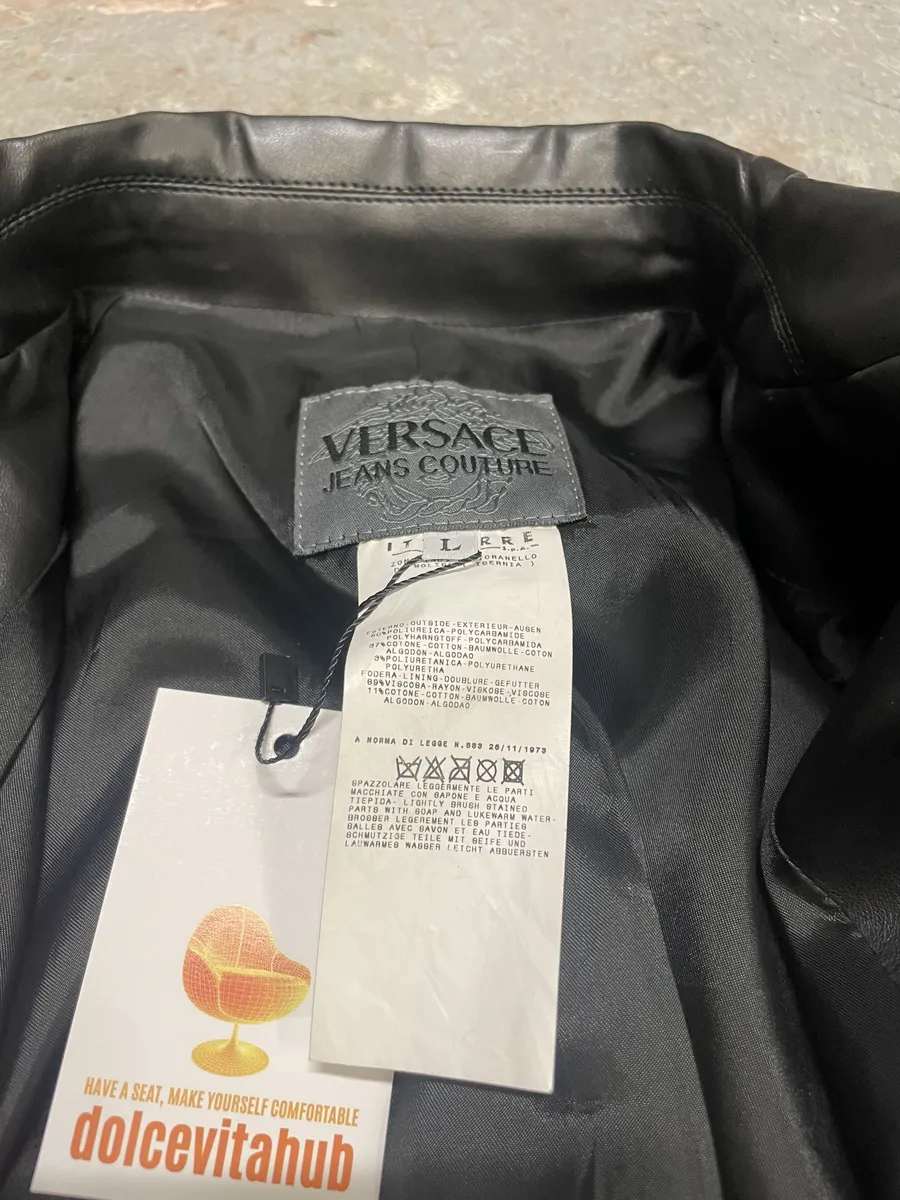 2000s Versace Multi Zips Black Eco Leather Jacket - Image 8