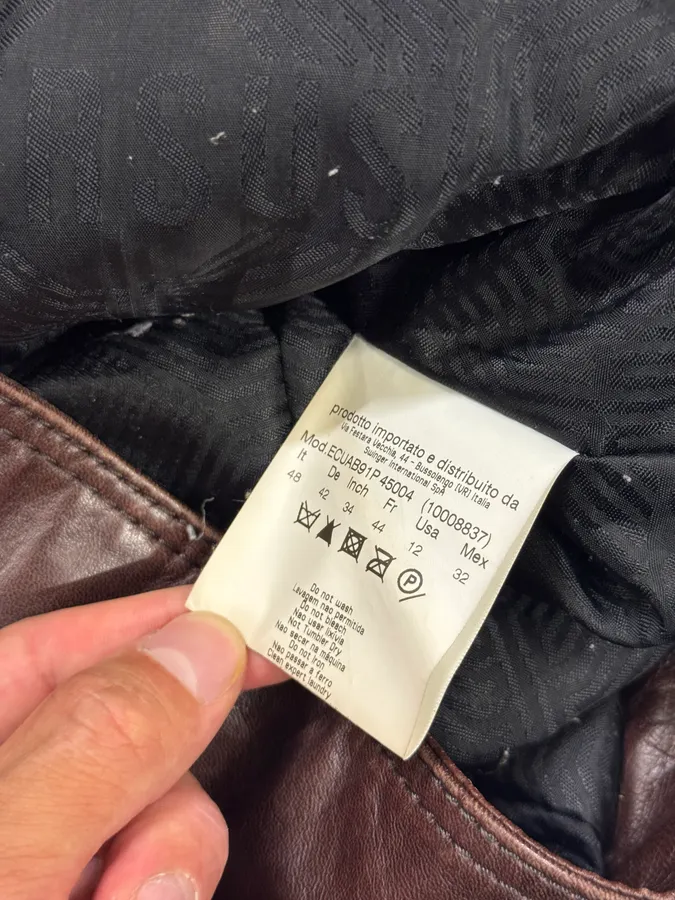 2000s Versace Napoleon Brown Leather Jacket - Image 8