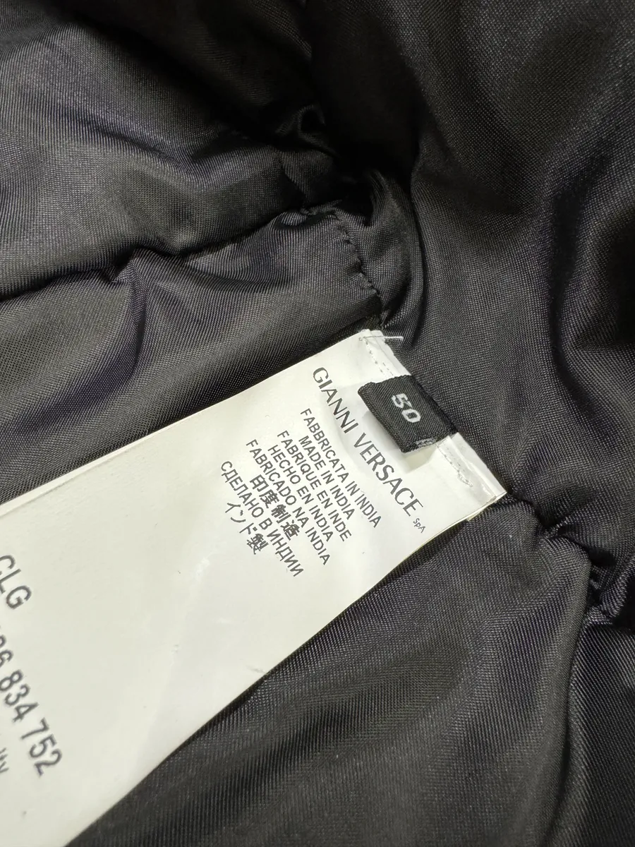 2000s Versace Padded Black Leather Jacket - Image 9