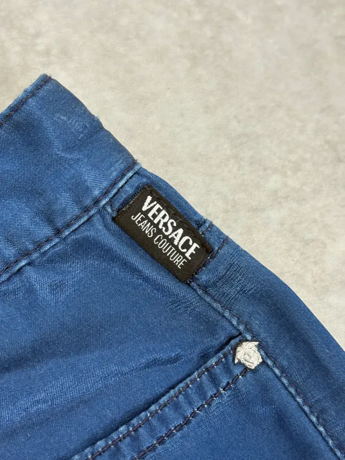 2000s Versace Royal Blue Faded Pants - Image 11