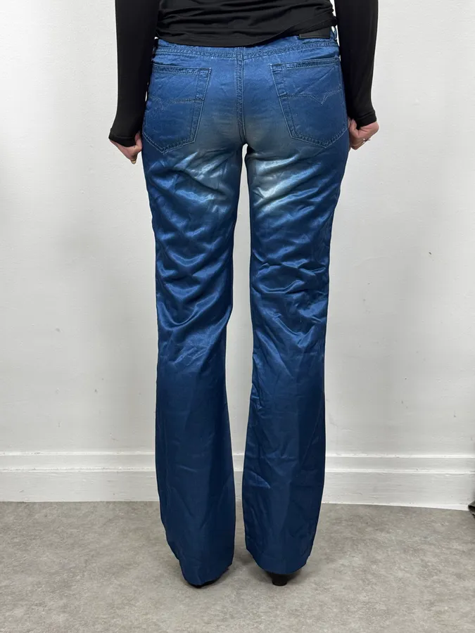 2000s Versace Royal Blue Faded Pants - Image 3