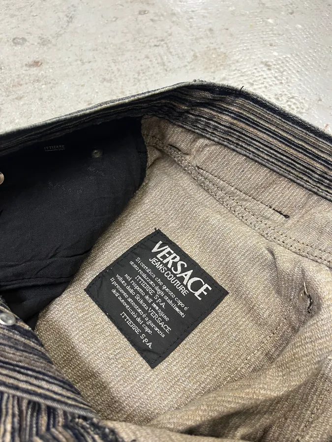 2000s Versace Stripes Grey Pants - Image 16