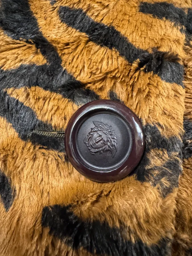 2000s Versace Tiger Fur Effect Buttoned Jacket - Image 6