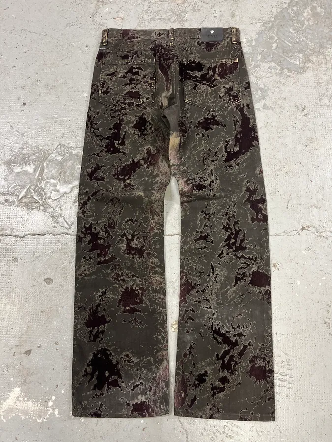 2000s Versace Velvet Dark Relief Blood Pants - Image 5