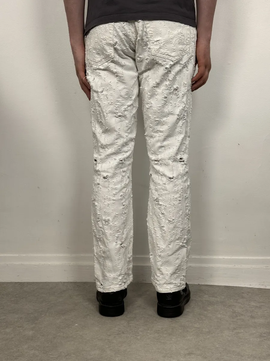 2000s Versace White Distressed Denim Jeans - Image 3