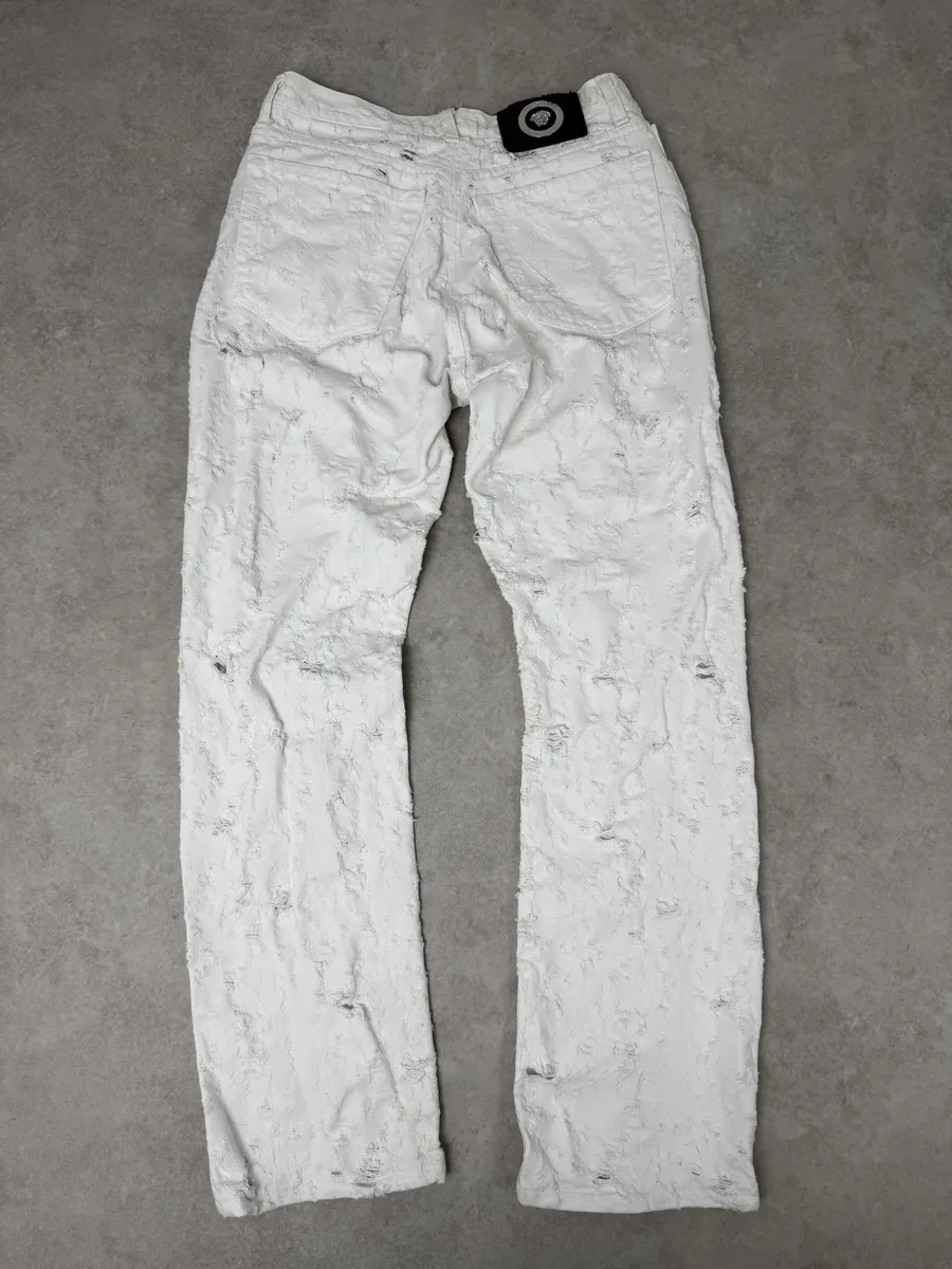 2000s Versace White Distressed Denim Jeans - Image 7