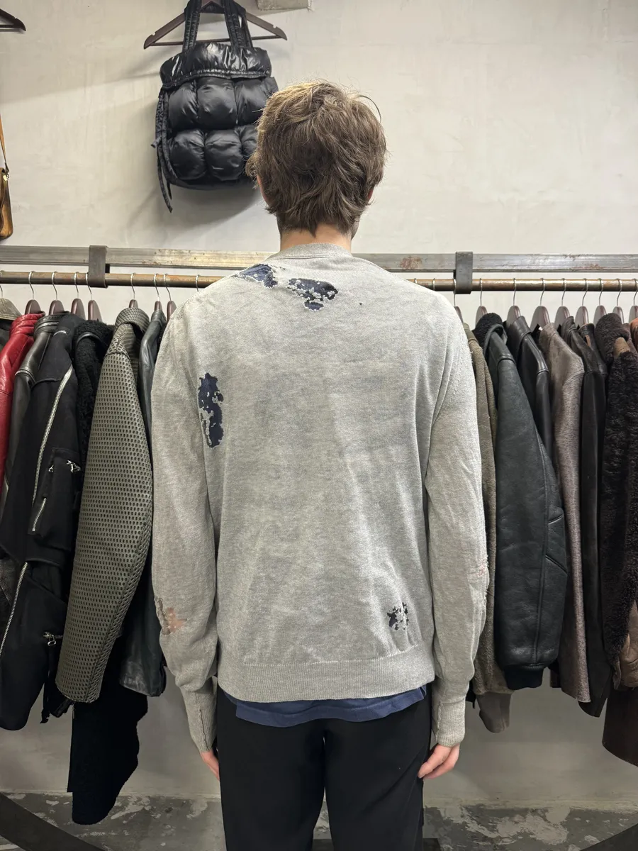 2000s Yves Saint Laurent Apocalyptic Destroyed Grey Cardigan - Image 4