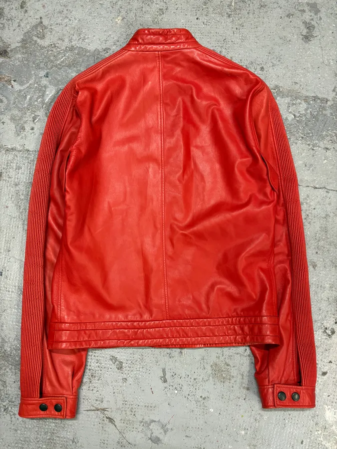 2000s Yves Saint Laurent Biker Red Leather Jacket by Tom Ford - Image 3