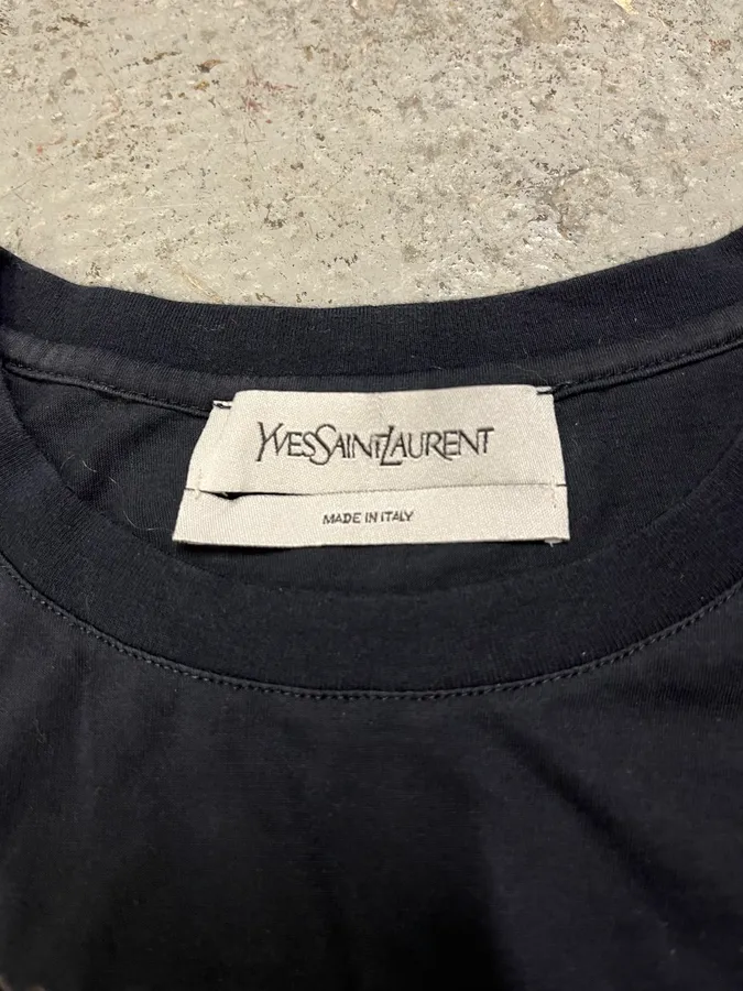 2000s Yves Saint Laurent Bird Gradient Navy T-Shirt - Image 7