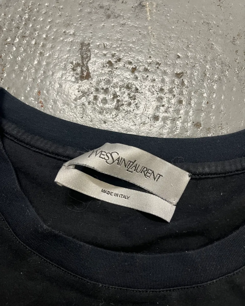 2000s Yves Saint Laurent Black Bat T-Shirt - Image 10
