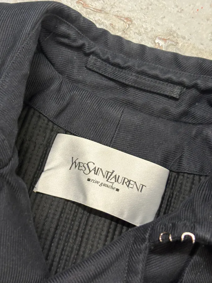 2000s Yves Saint Laurent Black Buttoned Trench Coat - Image 5
