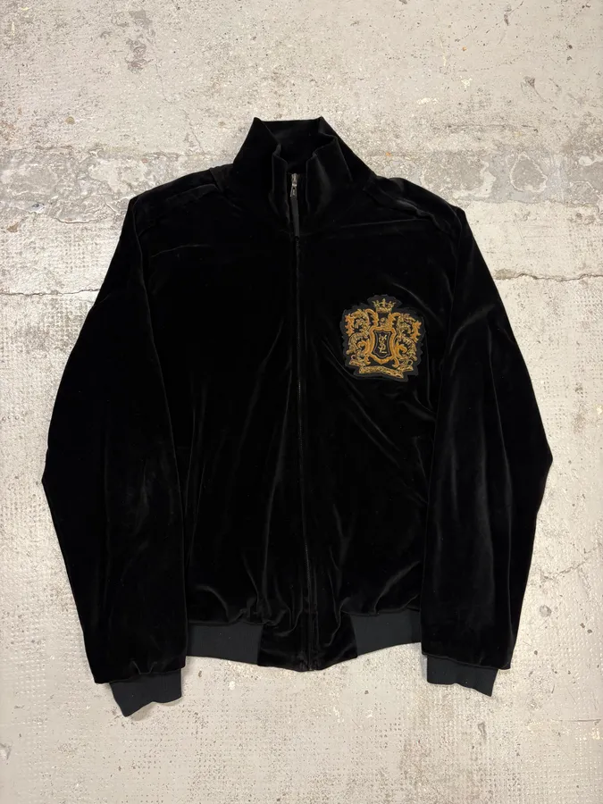 2000s Yves Saint Laurent Black Embroidered Velvet Jacket