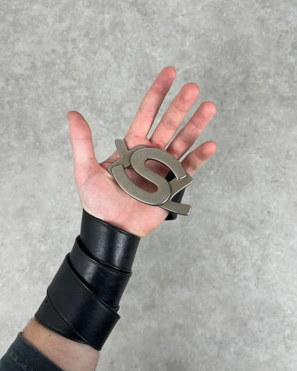 2000s Yves Saint Laurent Black Leather Belt - Image 3