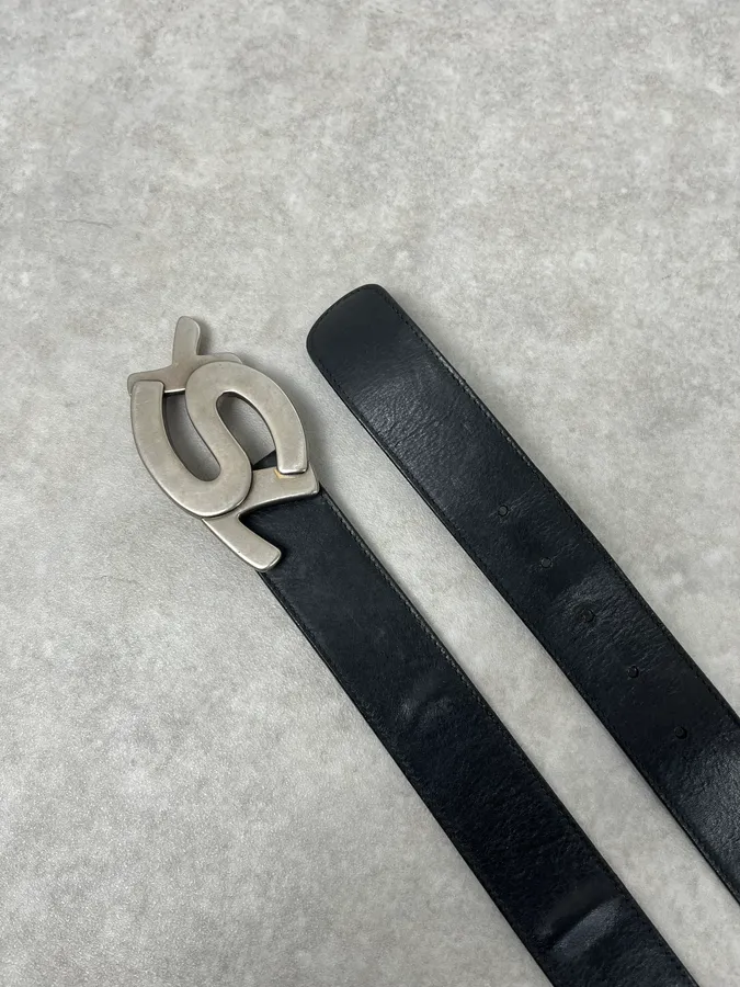 2000s Yves Saint Laurent Black Leather Belt - Image 4