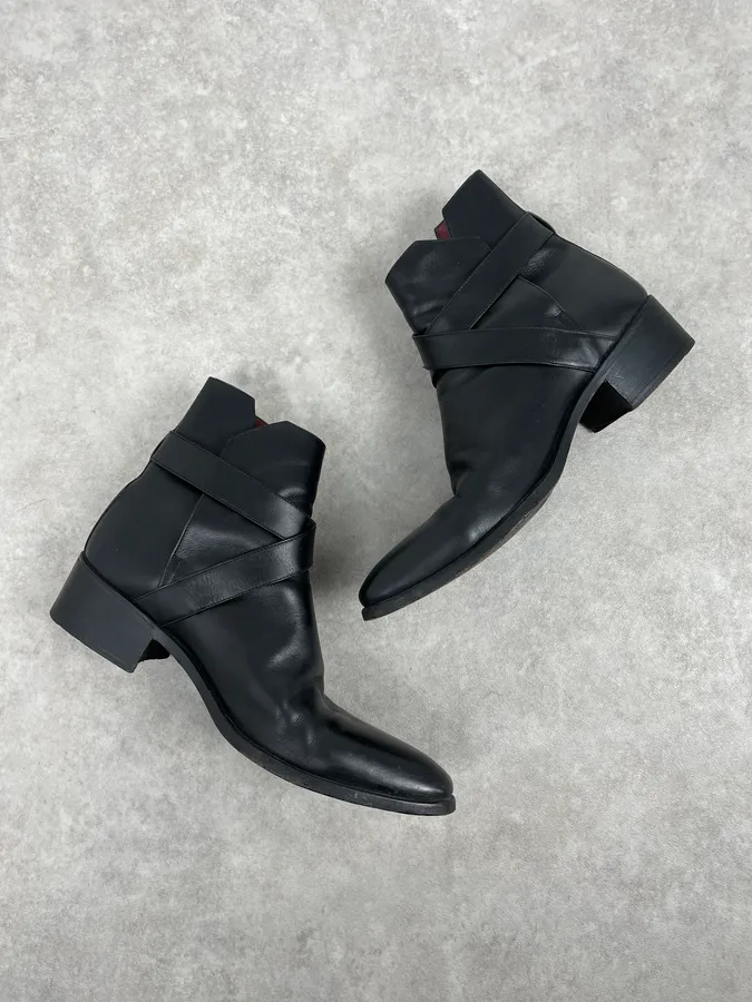 2000s Yves Saint Laurent Black Leather Boots - Image 3