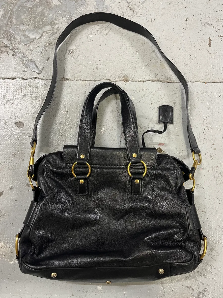 2000s Yves Saint Laurent Black Leather Muse Messenger Bag - Image 7