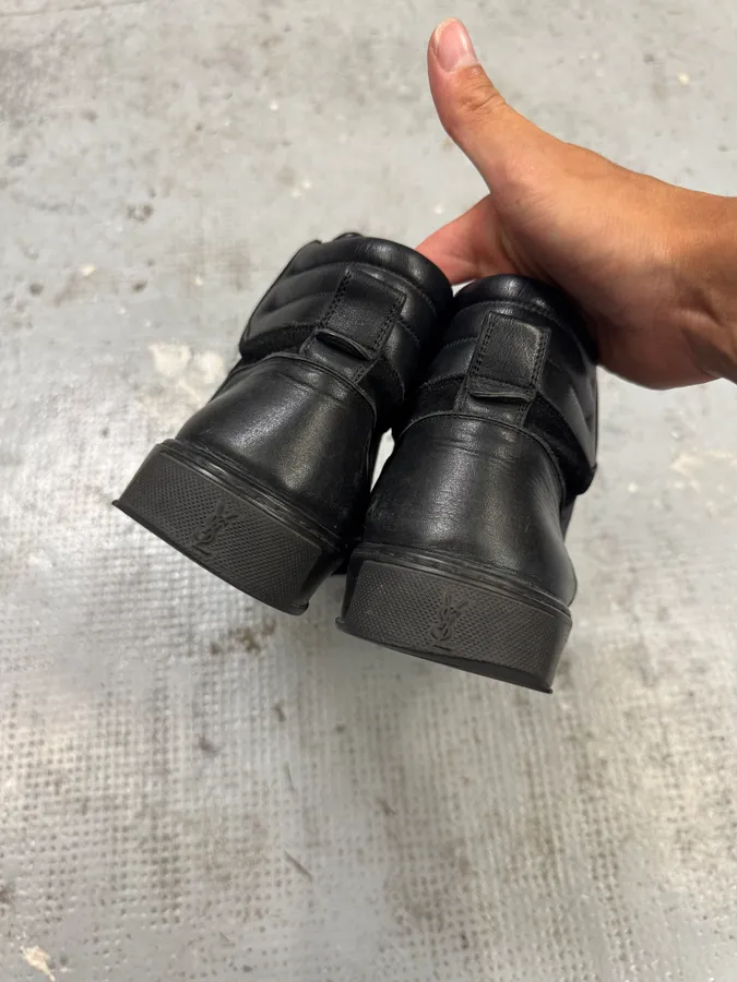 2000s Yves saint Laurent Black Leather Suede Sneakers - Image 4