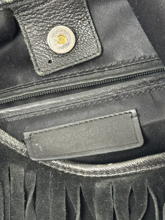2000s Yves Saint Laurent Black Suede Fringe Shoulder Bag - Image 14