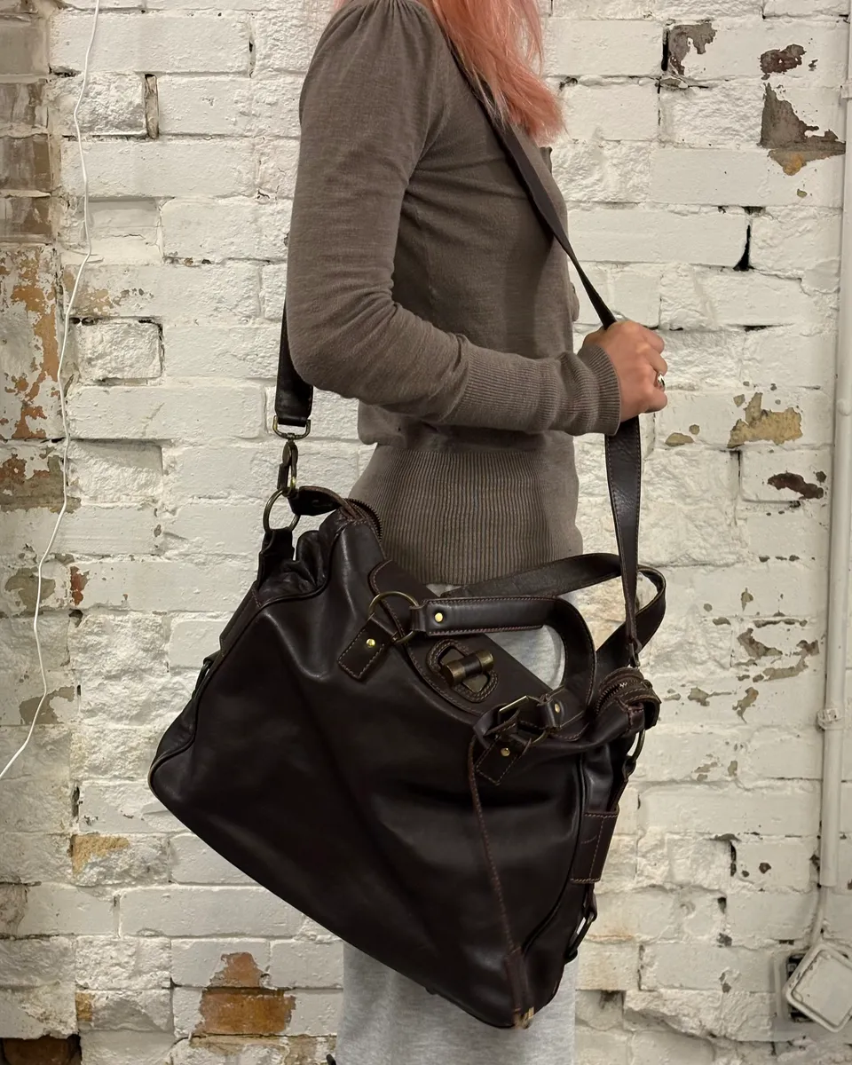 2000s Yves Saint Laurent Brown Leather Handle Bag - Image 3