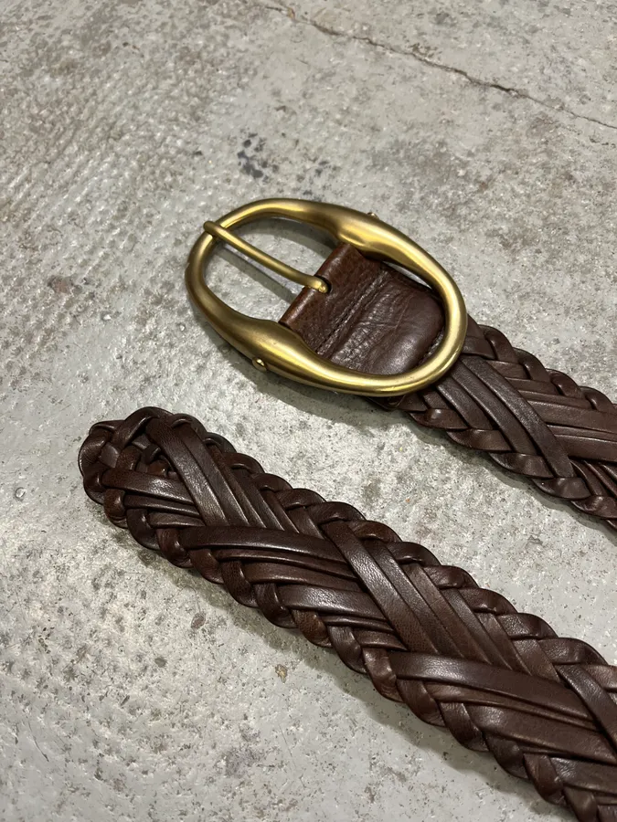 2000s Yves Saint Laurent Brown Woven Leather Belt - Image 5
