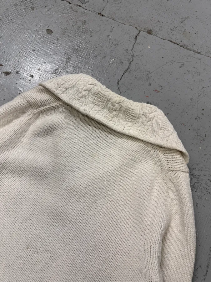 2000s Yves Saint Laurent Class V-Neck White Wool Sweater - Image 6